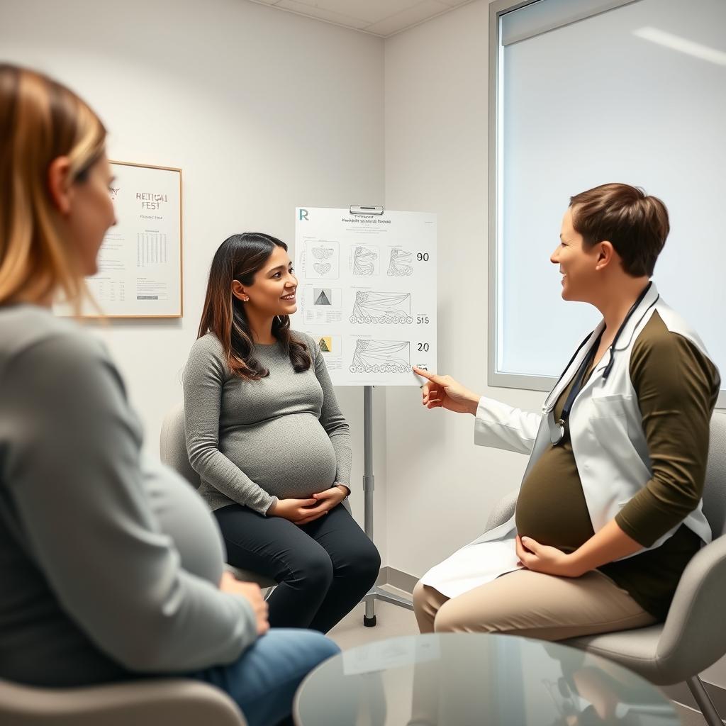 Lekarz omawiający wyniki badania prenatalnego z przyszłymi rodzicami