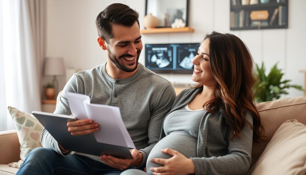 Szczęśliwa para oczekująca dziecka po wykonaniu badań prenatalnych